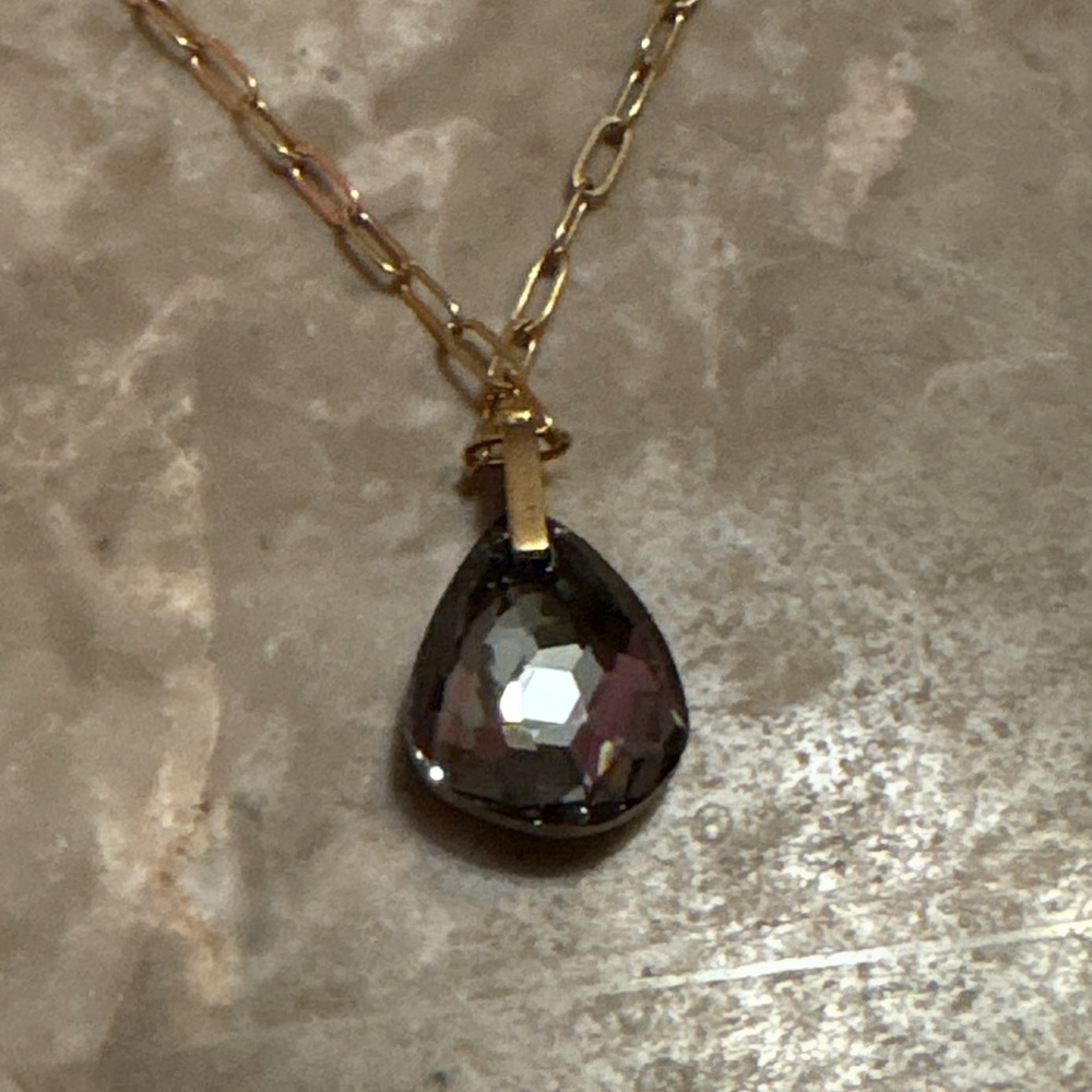 Swarovski Gold Chain with Silver Teardrop Pendant